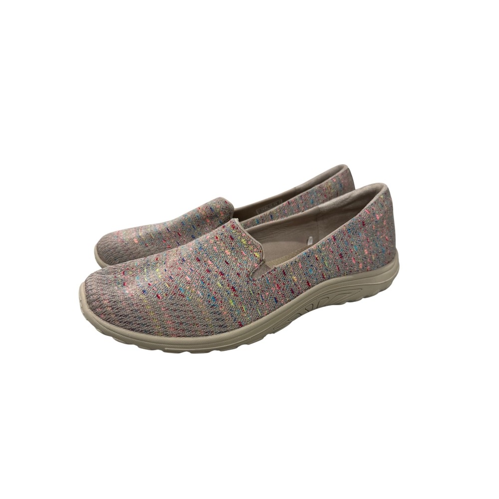 Skechers Relaxed Fit Memory Foam Confetti Knit Slip On Shoes Metallic Taupe 10